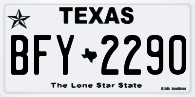 TX license plate BFY2290