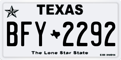 TX license plate BFY2292