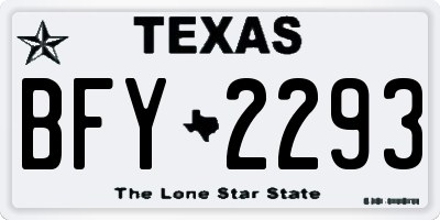 TX license plate BFY2293