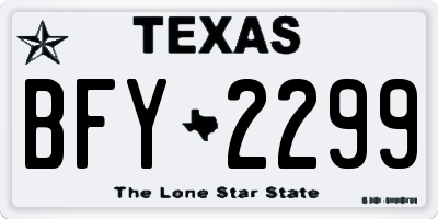 TX license plate BFY2299