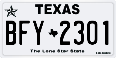 TX license plate BFY2301