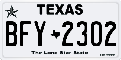 TX license plate BFY2302