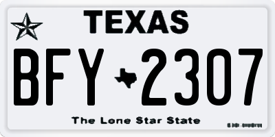 TX license plate BFY2307