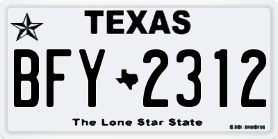 TX license plate BFY2312