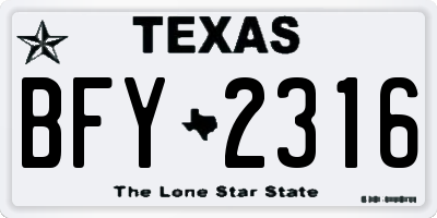 TX license plate BFY2316