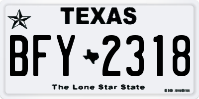 TX license plate BFY2318