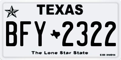 TX license plate BFY2322