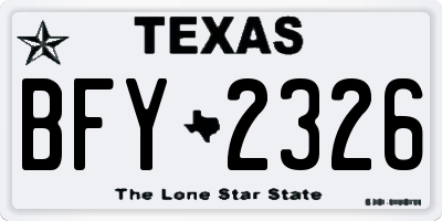 TX license plate BFY2326