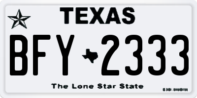 TX license plate BFY2333