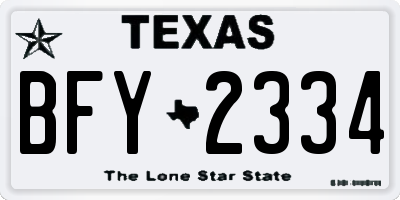 TX license plate BFY2334