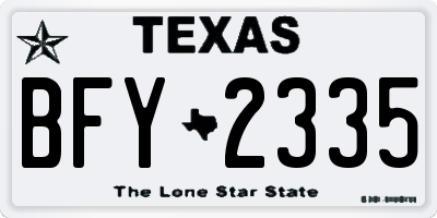 TX license plate BFY2335