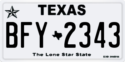 TX license plate BFY2343