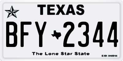 TX license plate BFY2344