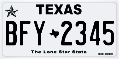 TX license plate BFY2345