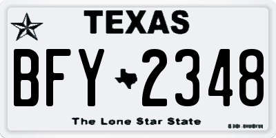 TX license plate BFY2348