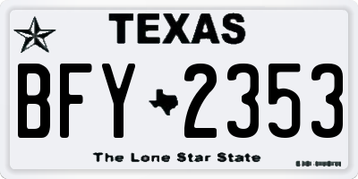 TX license plate BFY2353