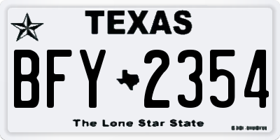 TX license plate BFY2354