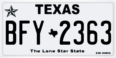 TX license plate BFY2363