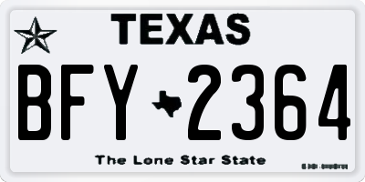 TX license plate BFY2364