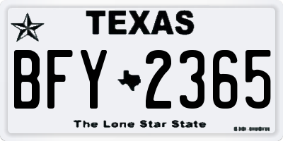 TX license plate BFY2365