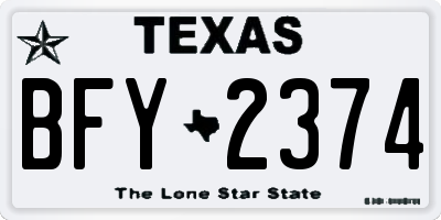 TX license plate BFY2374