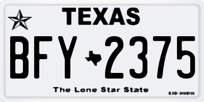 TX license plate BFY2375