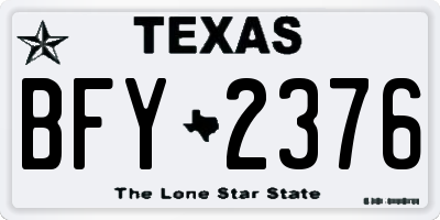 TX license plate BFY2376