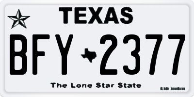 TX license plate BFY2377
