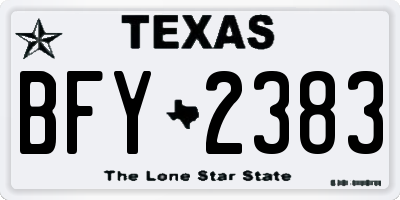 TX license plate BFY2383