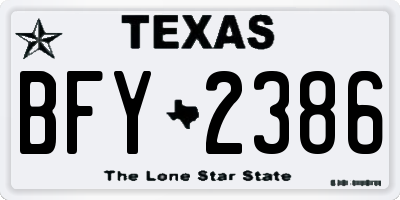 TX license plate BFY2386