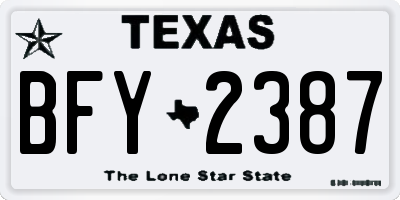 TX license plate BFY2387