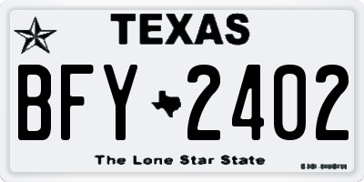 TX license plate BFY2402