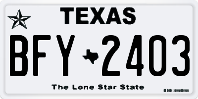 TX license plate BFY2403