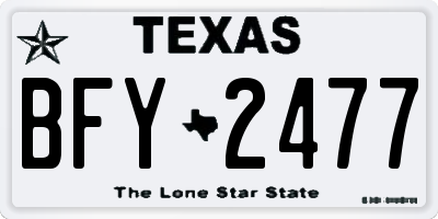 TX license plate BFY2477