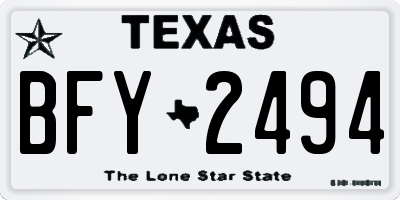 TX license plate BFY2494