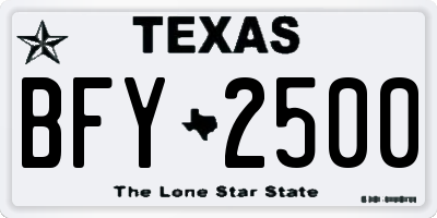 TX license plate BFY2500