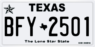 TX license plate BFY2501