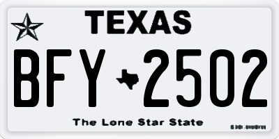 TX license plate BFY2502