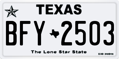 TX license plate BFY2503