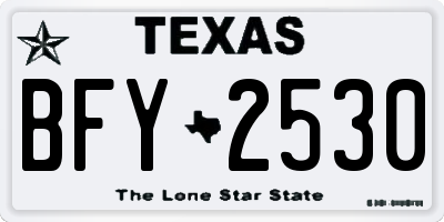 TX license plate BFY2530