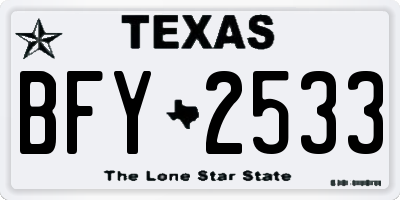 TX license plate BFY2533