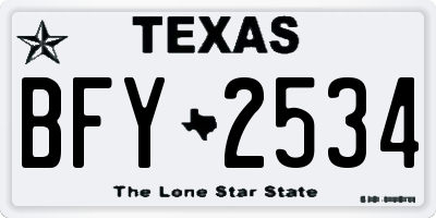 TX license plate BFY2534