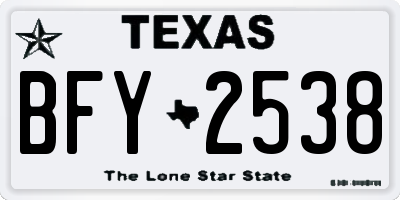TX license plate BFY2538