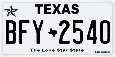 TX license plate BFY2540
