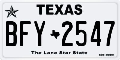TX license plate BFY2547