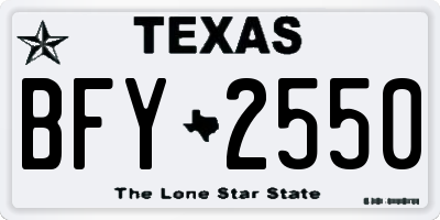 TX license plate BFY2550