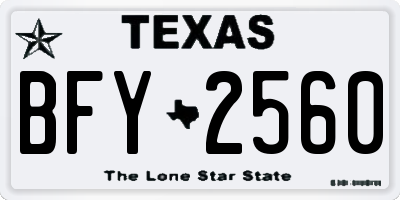 TX license plate BFY2560