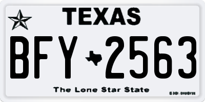 TX license plate BFY2563