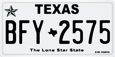 TX license plate BFY2575