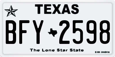 TX license plate BFY2598